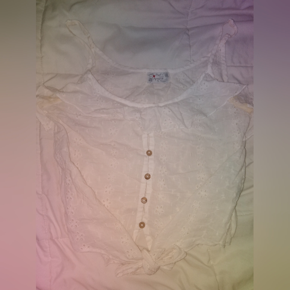White Boho Tie Top